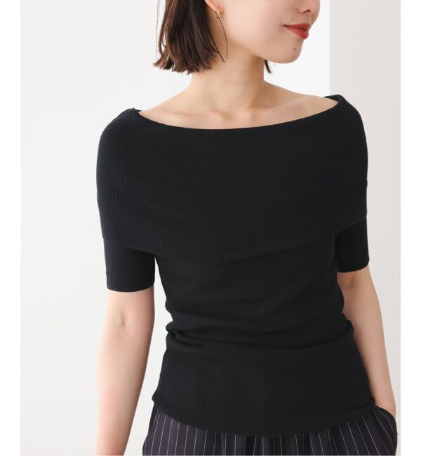 SLOBE IENA「オフショルダーリブニット」|ニット・セーター|ブラック