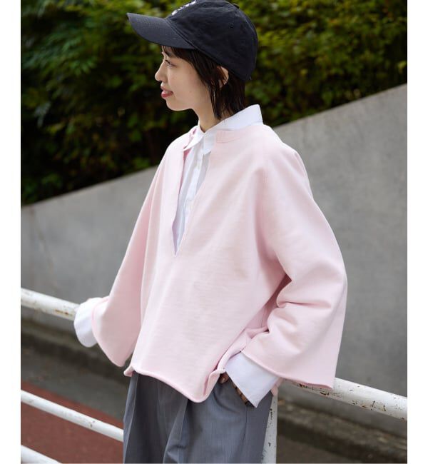 SLOBE IENA「《追加》裏毛スキッパープルオーバー」|スウェット・ジャージ|ピンク A