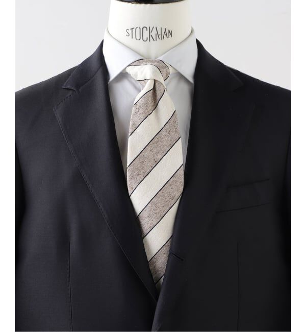 EDIFICE「Holliday & Brown(ホリデー & ブラウン) Herringbone White Stripe タイ」|ネクタイ・蝶ネクタイ|ベージュ