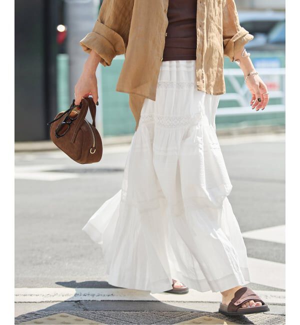 JOURNAL STANDARD「インドボイルレースティアードスカート」|スカート|ホワイト