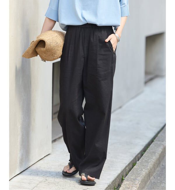 JOURNAL STANDARD「《追加》ウォッシャブルコットンリネンIVISストレートパンツ」|その他|ブラック