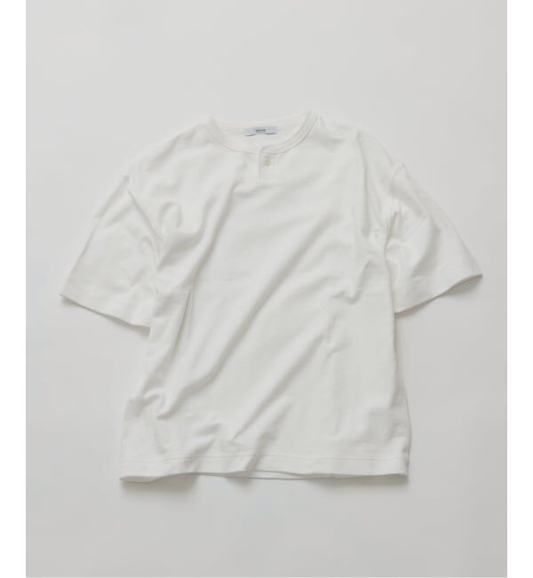 JOURNAL STANDARD relume「ブロック インレイ 1ボタン ヘンリーネック Tシャツ」|Tシャツ・カットソー|ホワイト