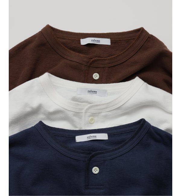 JOURNAL STANDARD relume「ブロック インレイ 1ボタン ヘンリーネック Tシャツ」|Tシャツ・カットソー|