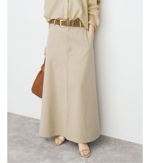 Spick and Span「ウォッシュドツイルナロースカート」|スカート|ベージュ