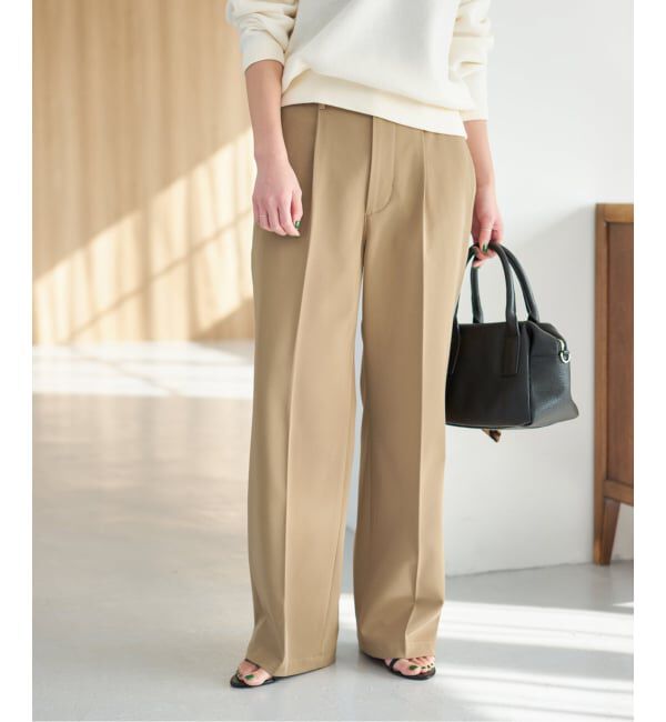 Spick and Span「ドレープチノ1タックストレートパンツ」|チノ|