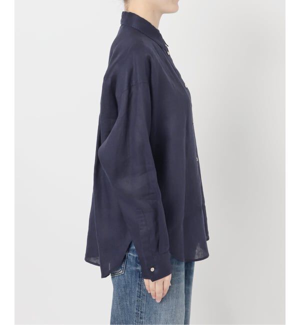 Spick and Span「《程よくすっきりサイズ》 80リネンカシュクール ミディシャツ」|シャツ・ブラウス|