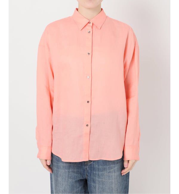 Spick and Span「《程よくすっきりサイズ》 80リネンカシュクール ミディシャツ」|シャツ・ブラウス|