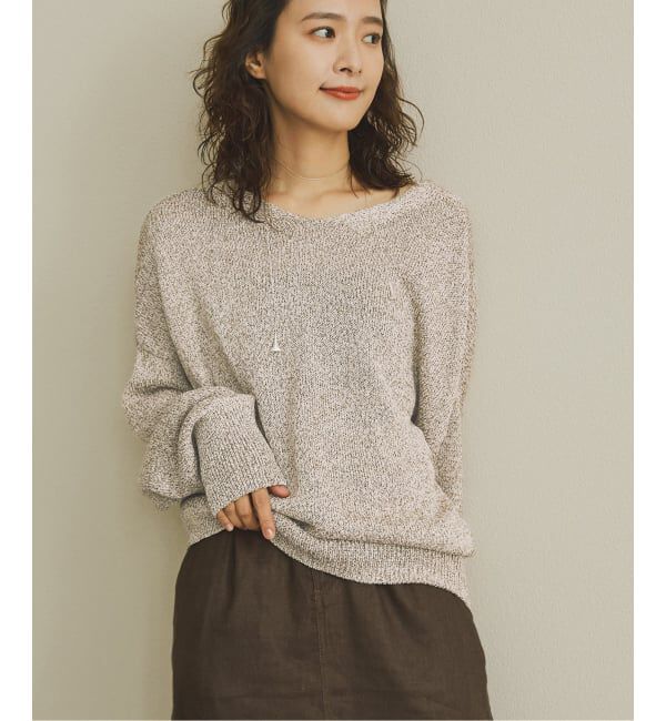 Spick and Span「レーヨンペーパーヤーンVネックプルオーバー」|ニット・セーター|