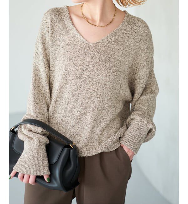 Spick and Span「レーヨンペーパーヤーンVネックプルオーバー」|ニット・セーター|