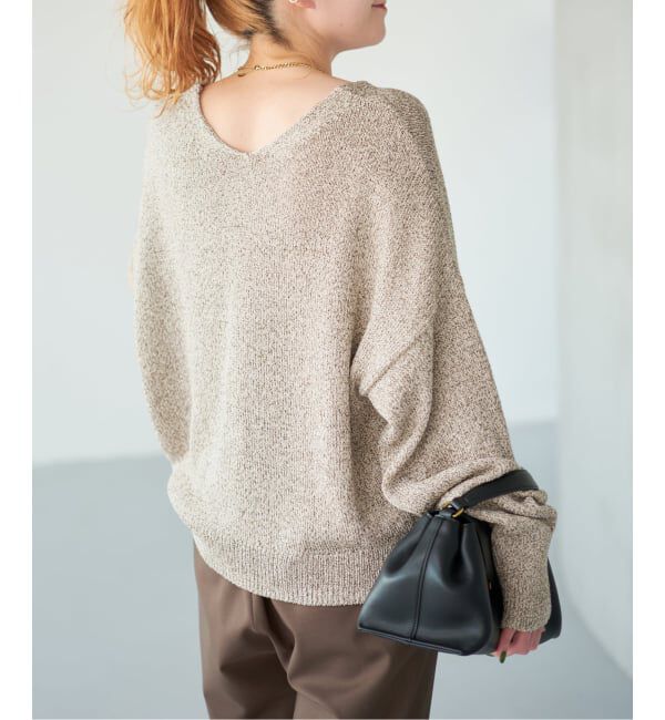 Spick and Span「レーヨンペーパーヤーンVネックプルオーバー」|ニット・セーター|