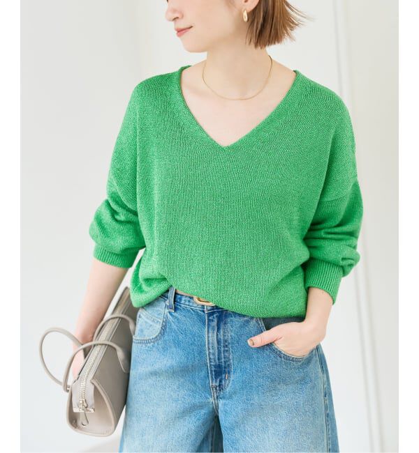 Spick and Span「レーヨンペーパーヤーンVネックプルオーバー」|ニット・セーター|