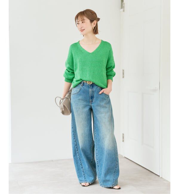 Spick and Span「レーヨンペーパーヤーンVネックプルオーバー」|ニット・セーター|