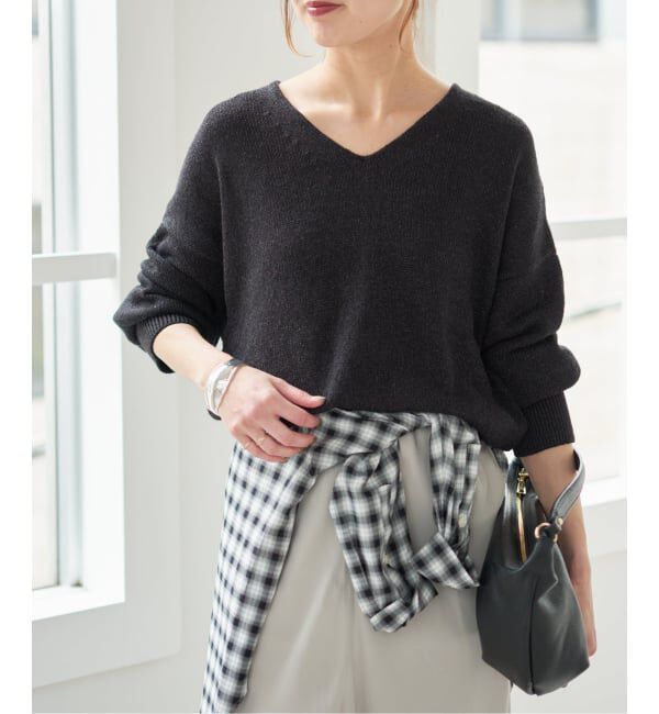 Spick and Span「レーヨンペーパーヤーンVネックプルオーバー」|ニット・セーター|