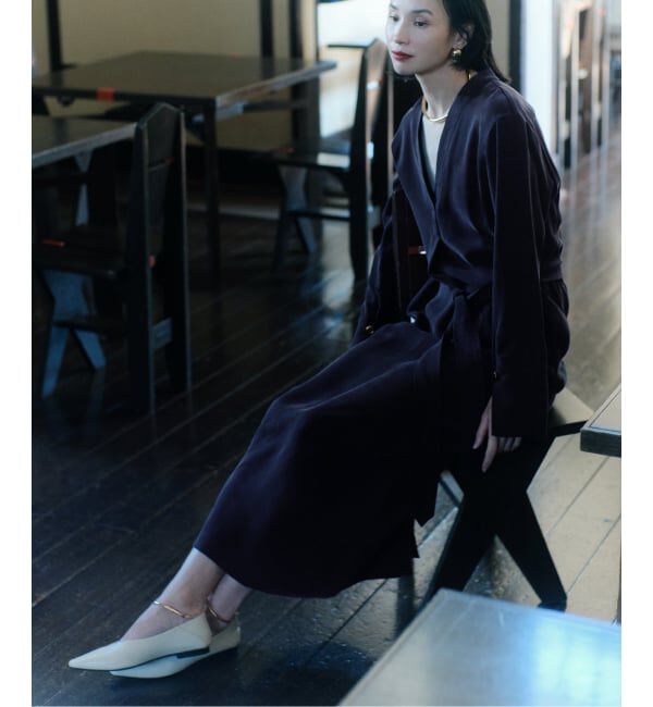 NOBLE「ELENI/エルニ キュプラサテンリーンワンピース」|ワンピース|ブラック