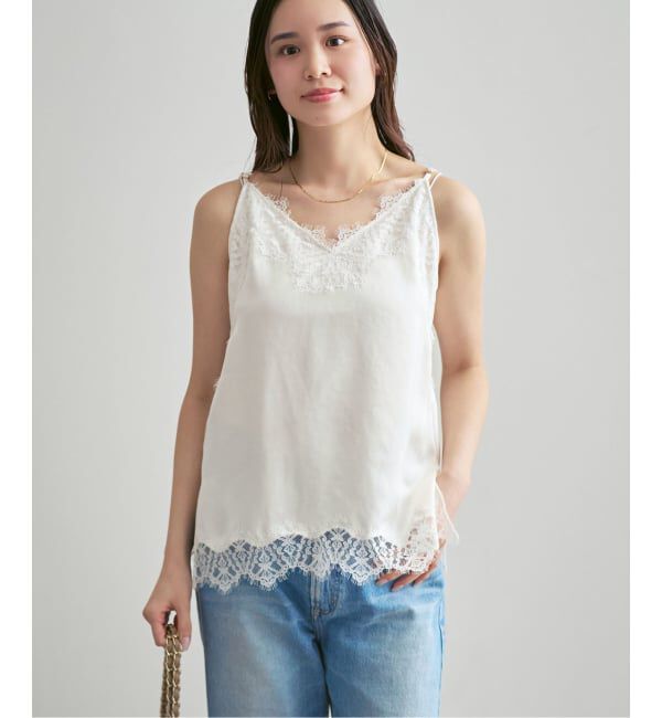 NOBLE「《追加予約》リバーレーストリミングサテンキャミソール3」|キャミソール|