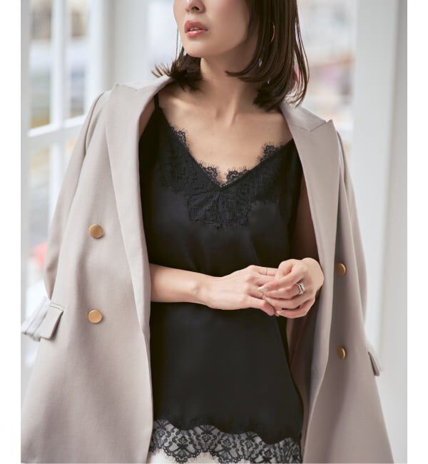 NOBLE「《追加予約》リバーレーストリミングサテンキャミソール3」|キャミソール|