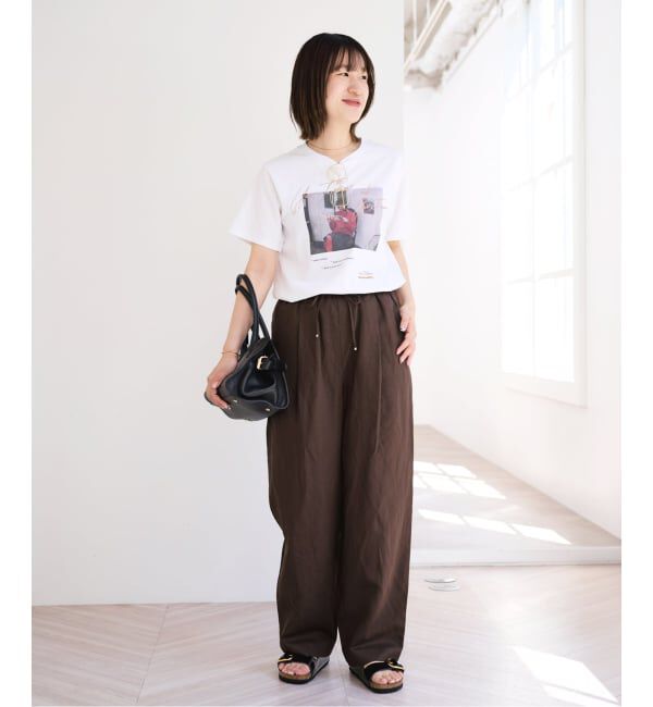 U by SPICK&SPAN「《予約》VIS麻イージータックスラックス」|スラックス|