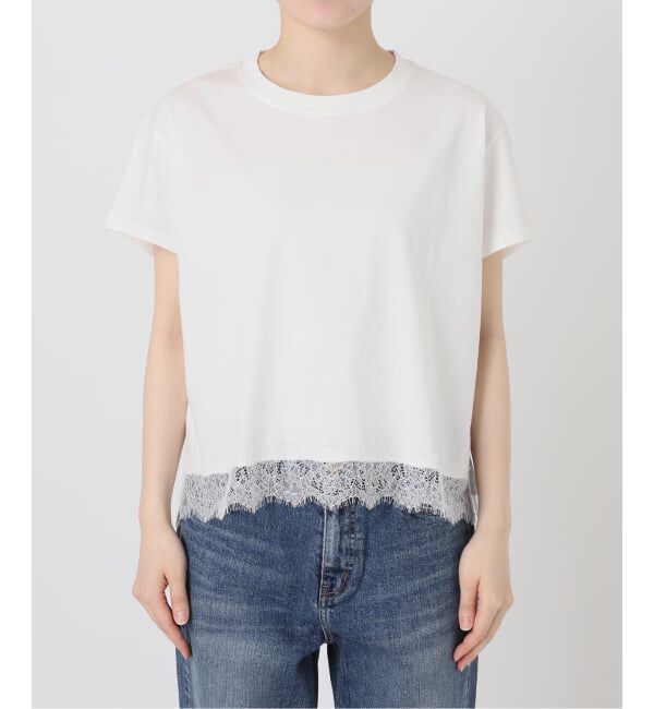 Spick and Span「《追加予約》ヘムレース付きTシャツ」|Tシャツ・カットソー|