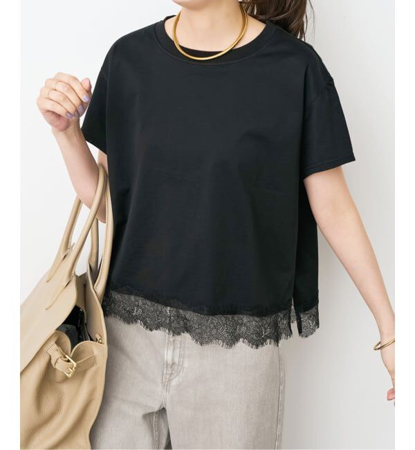 Spick and Span「《追加予約》ヘムレース付きTシャツ」|Tシャツ・カットソー|