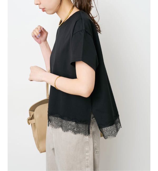 Spick and Span「《追加予約》ヘムレース付きTシャツ」|Tシャツ・カットソー|