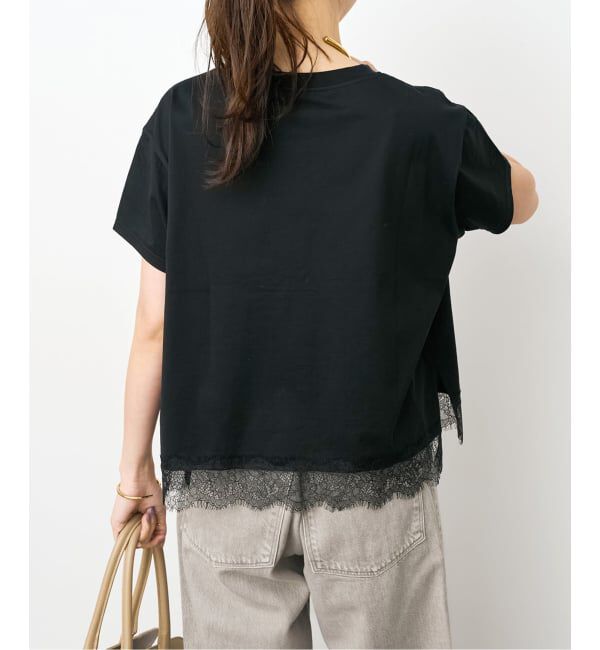 Spick and Span「《追加予約》ヘムレース付きTシャツ」|Tシャツ・カットソー|