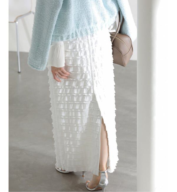  「【洗える】PROVOKE/プロヴォーク フリルマキシスカート」|スカート|