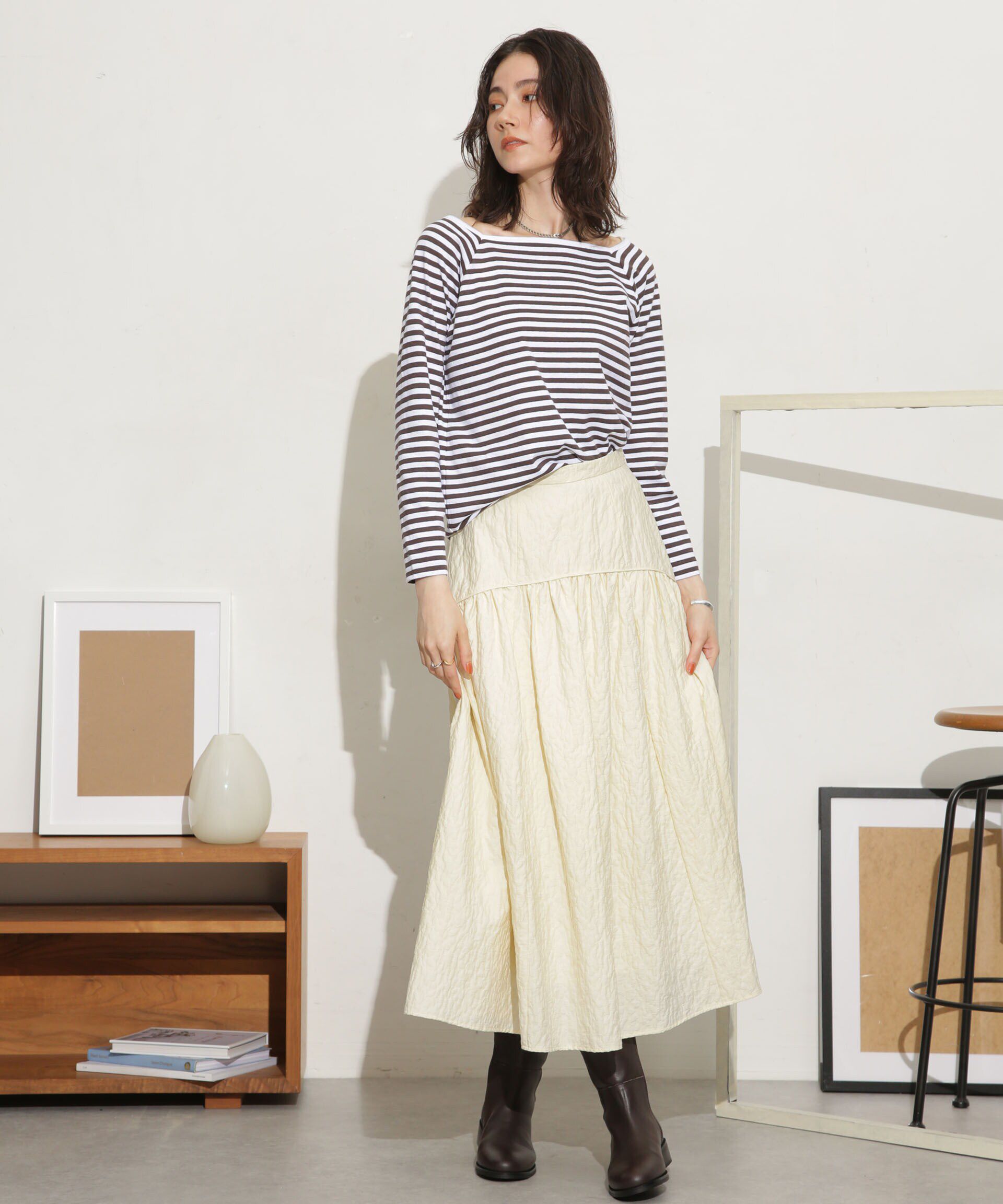 nano･universe「ふくれジャガードボリュームギャザースカート」|スカート|