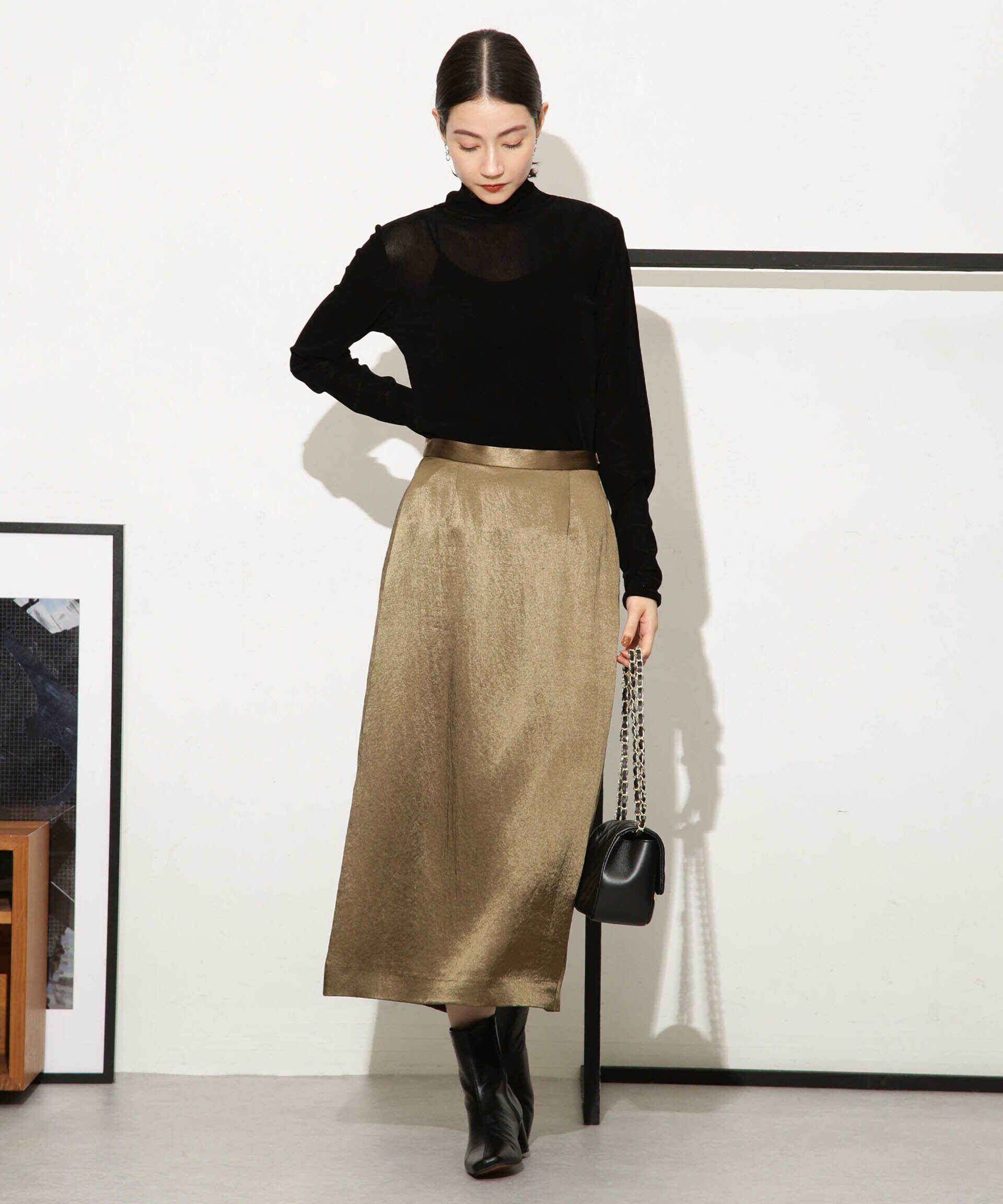 nano･universe「ヘビーサテンIラインスカート」|スカート|