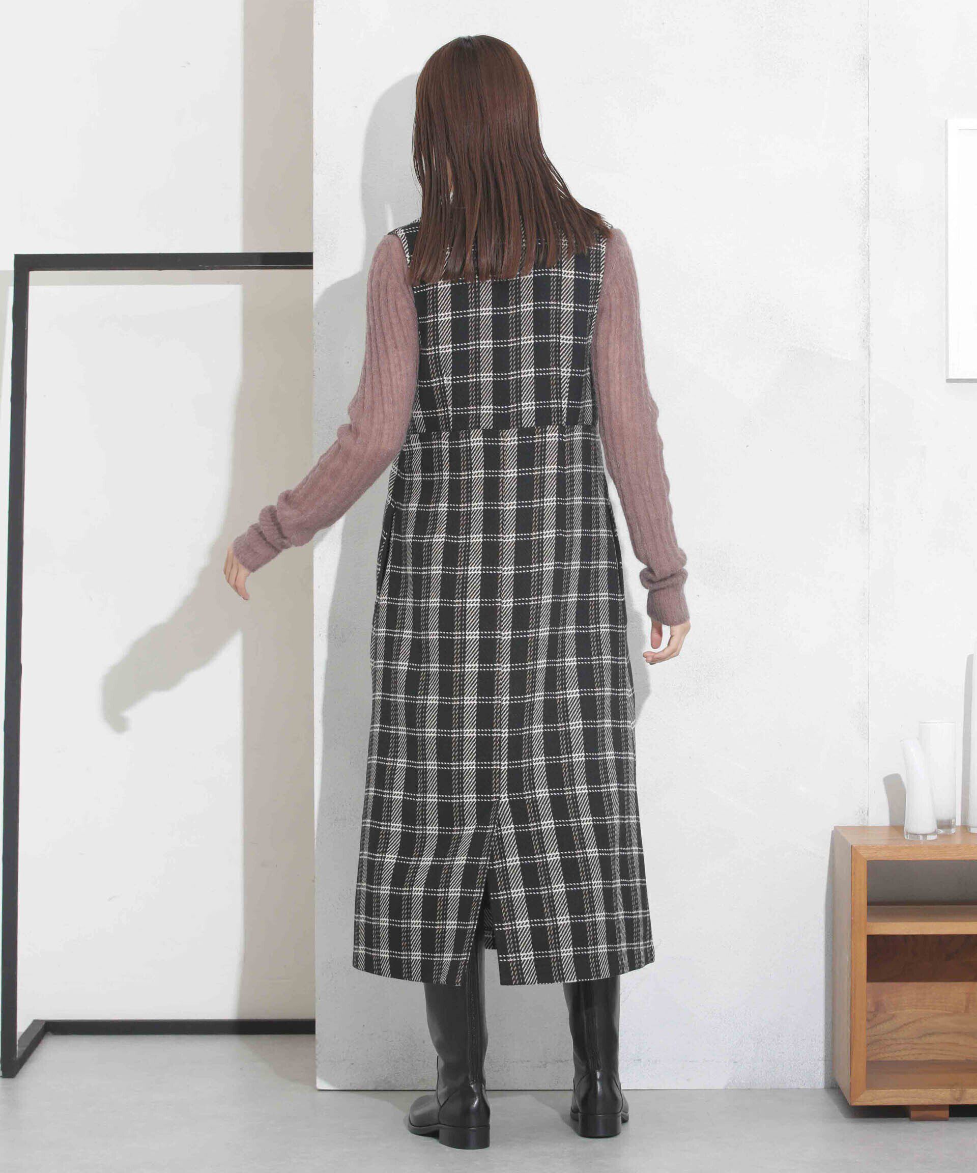 nano･universe「ビッグチェックVネックワンピース」|ワンピース|