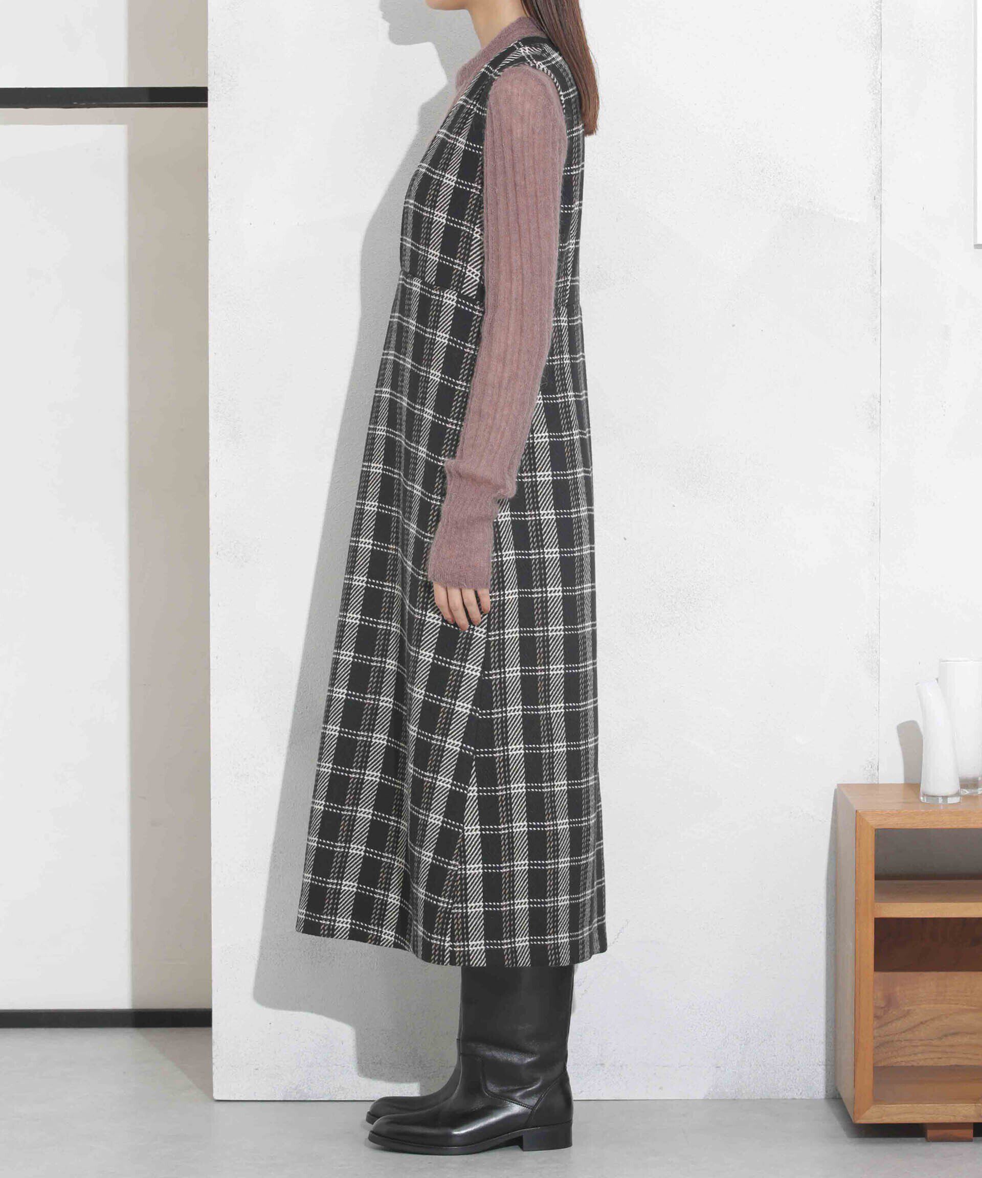 nano･universe「ビッグチェックVネックワンピース」|ワンピース|