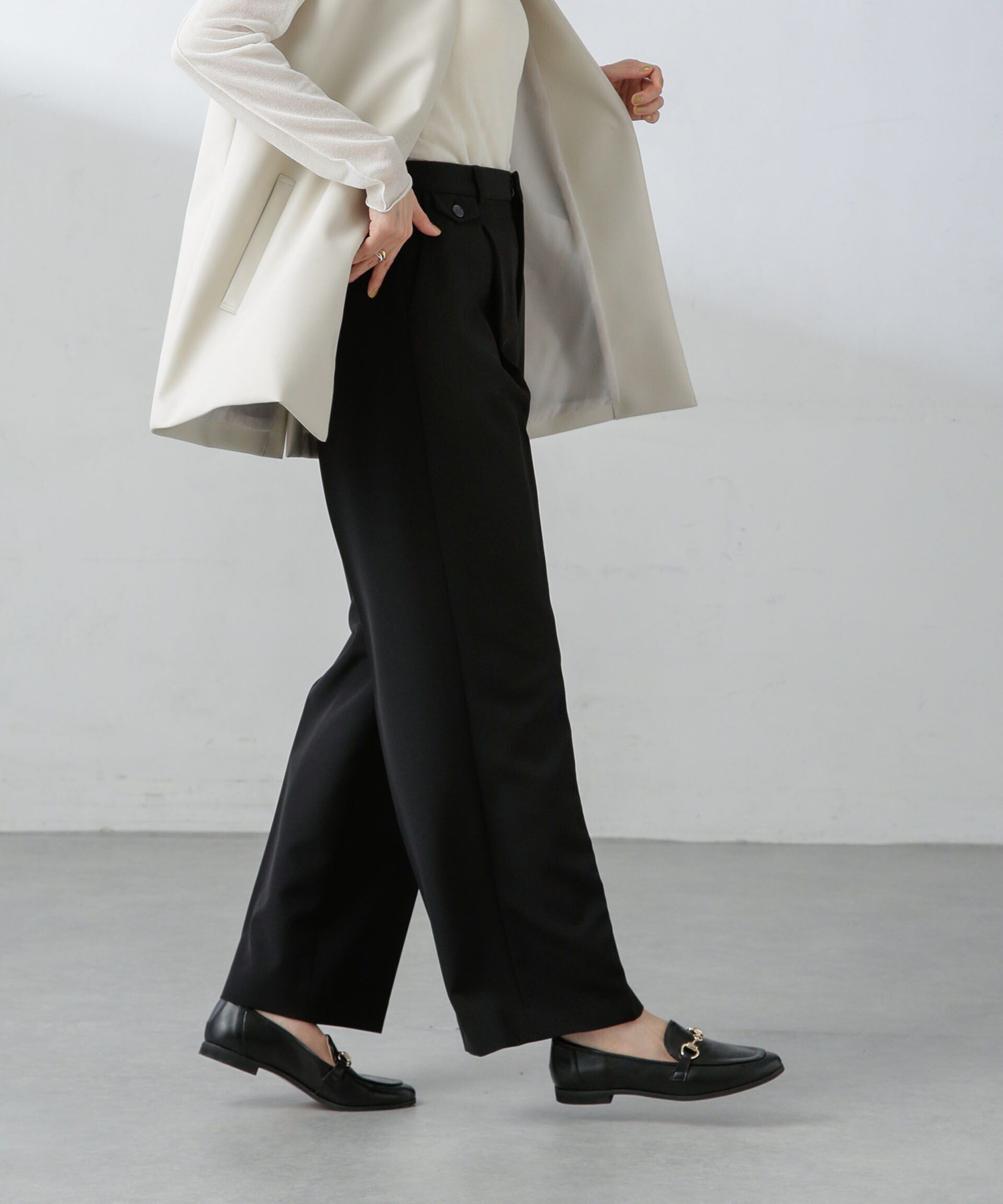 nano･universe「センタープレスストレートパンツ（セットアップ可）」|スラックス|