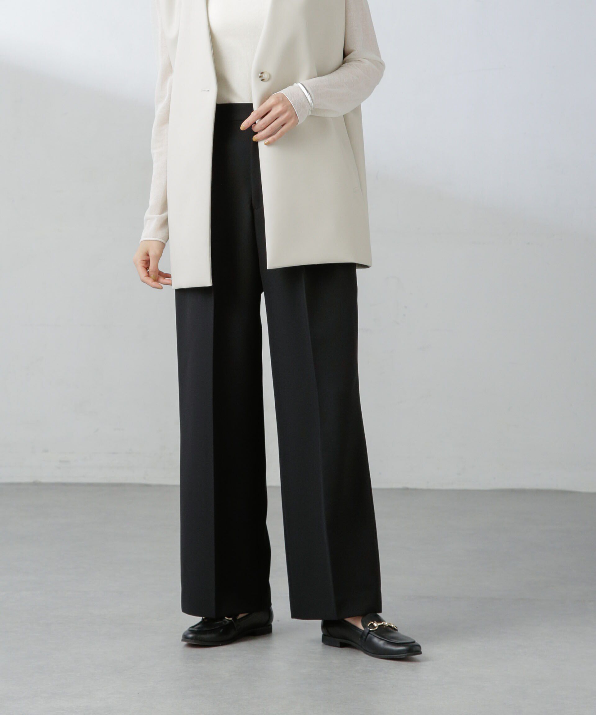 nano･universe「センタープレスストレートパンツ（セットアップ可）」|スラックス|