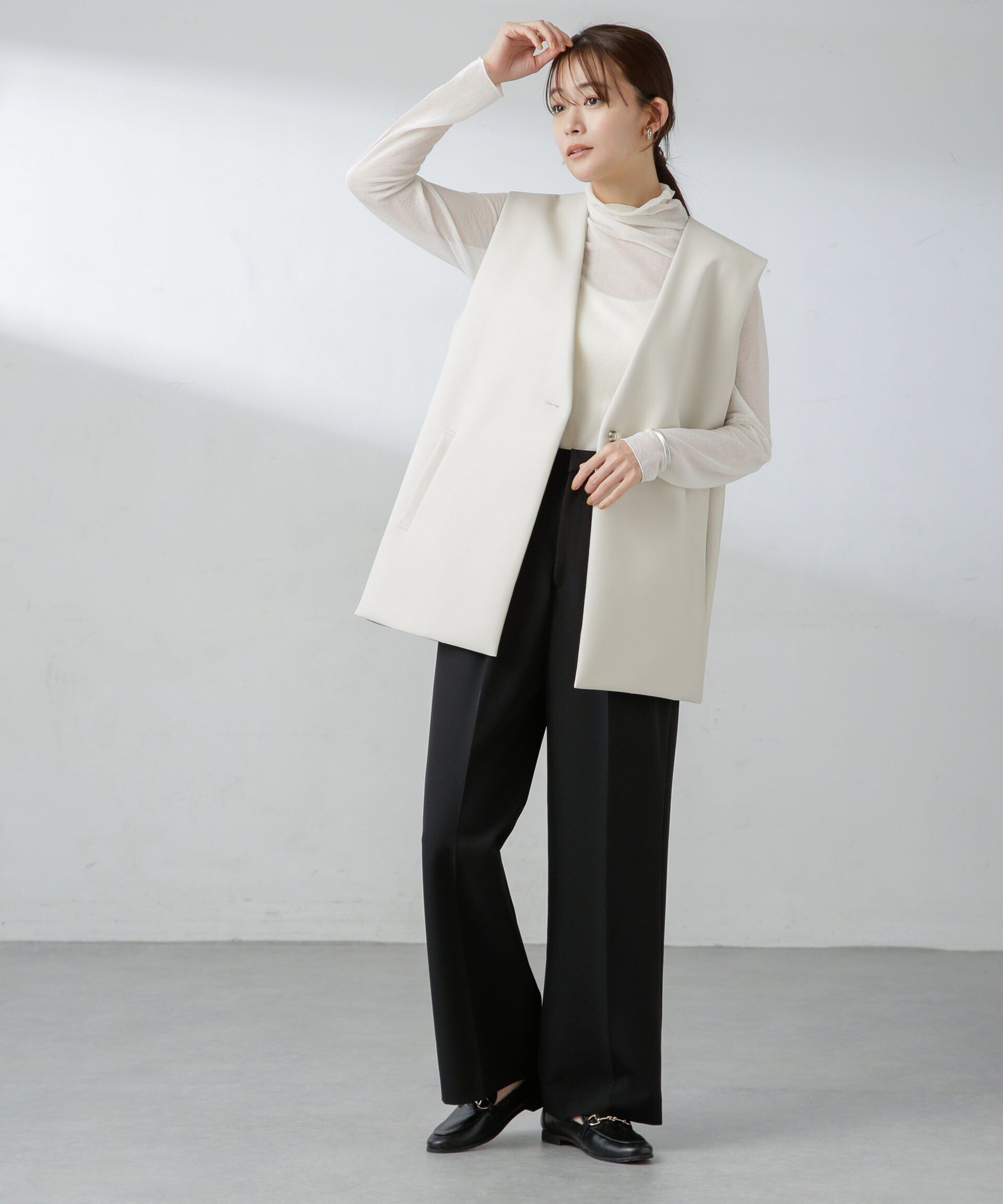 nano･universe「センタープレスストレートパンツ（セットアップ可）」|スラックス|