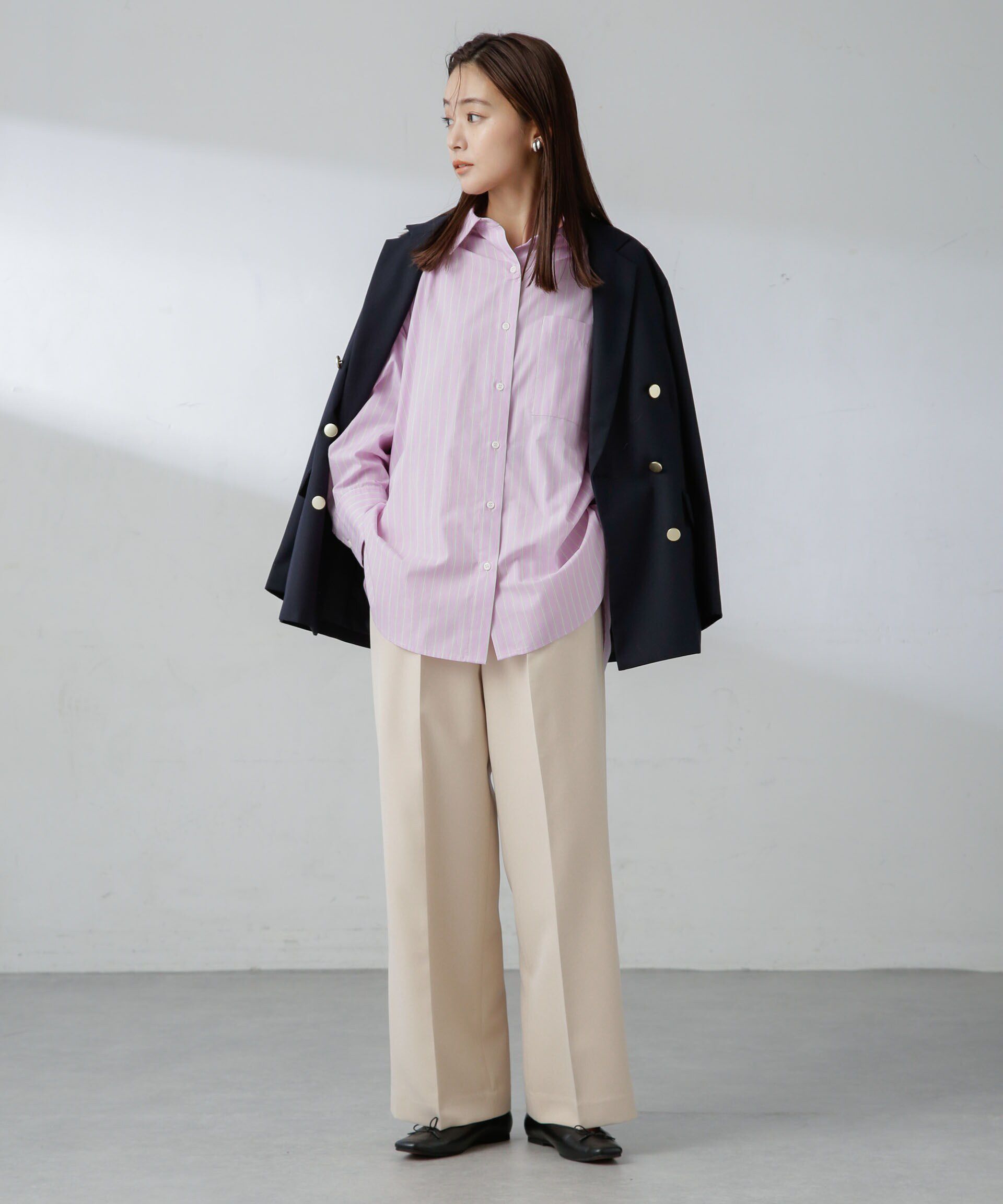 nano･universe「センタープレスストレートパンツ（セットアップ可）」|スラックス|