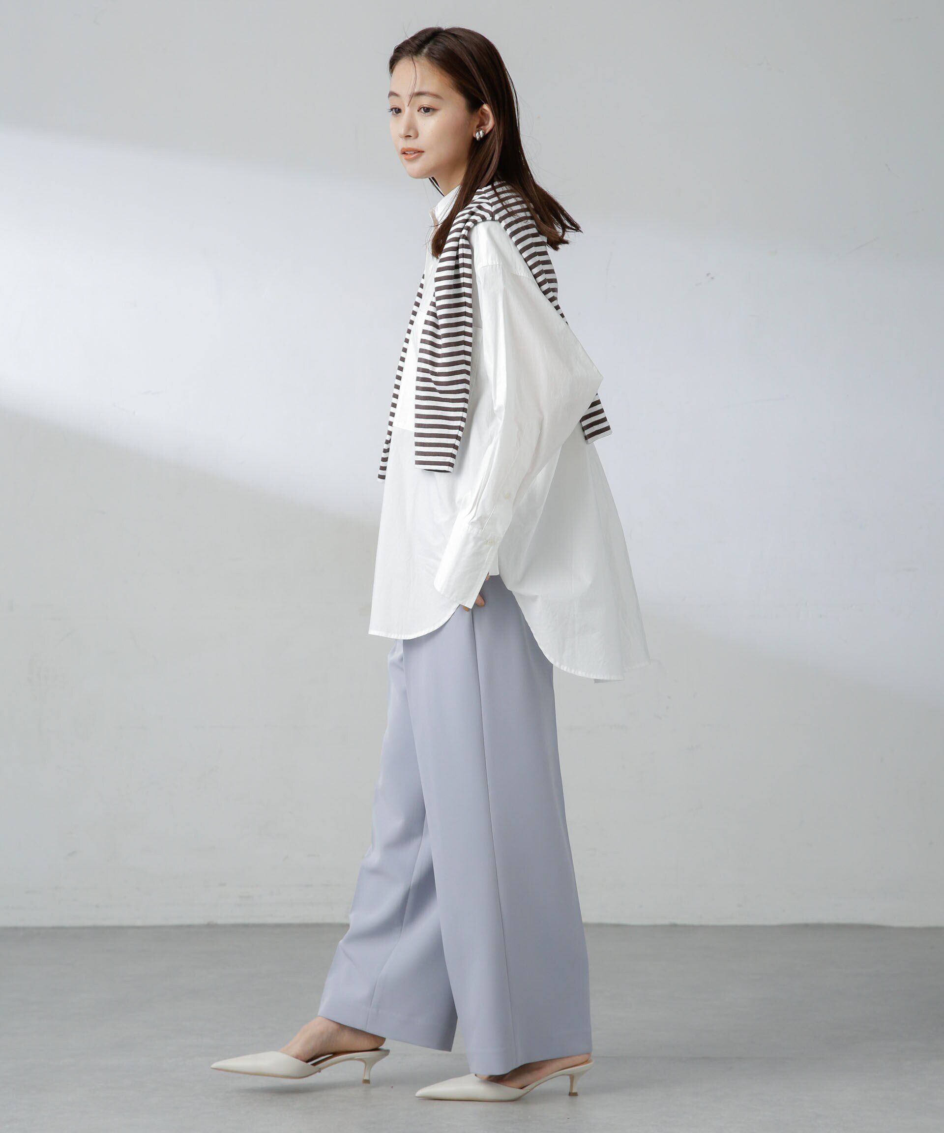 nano･universe「センタープレスストレートパンツ（セットアップ可）」|スラックス|