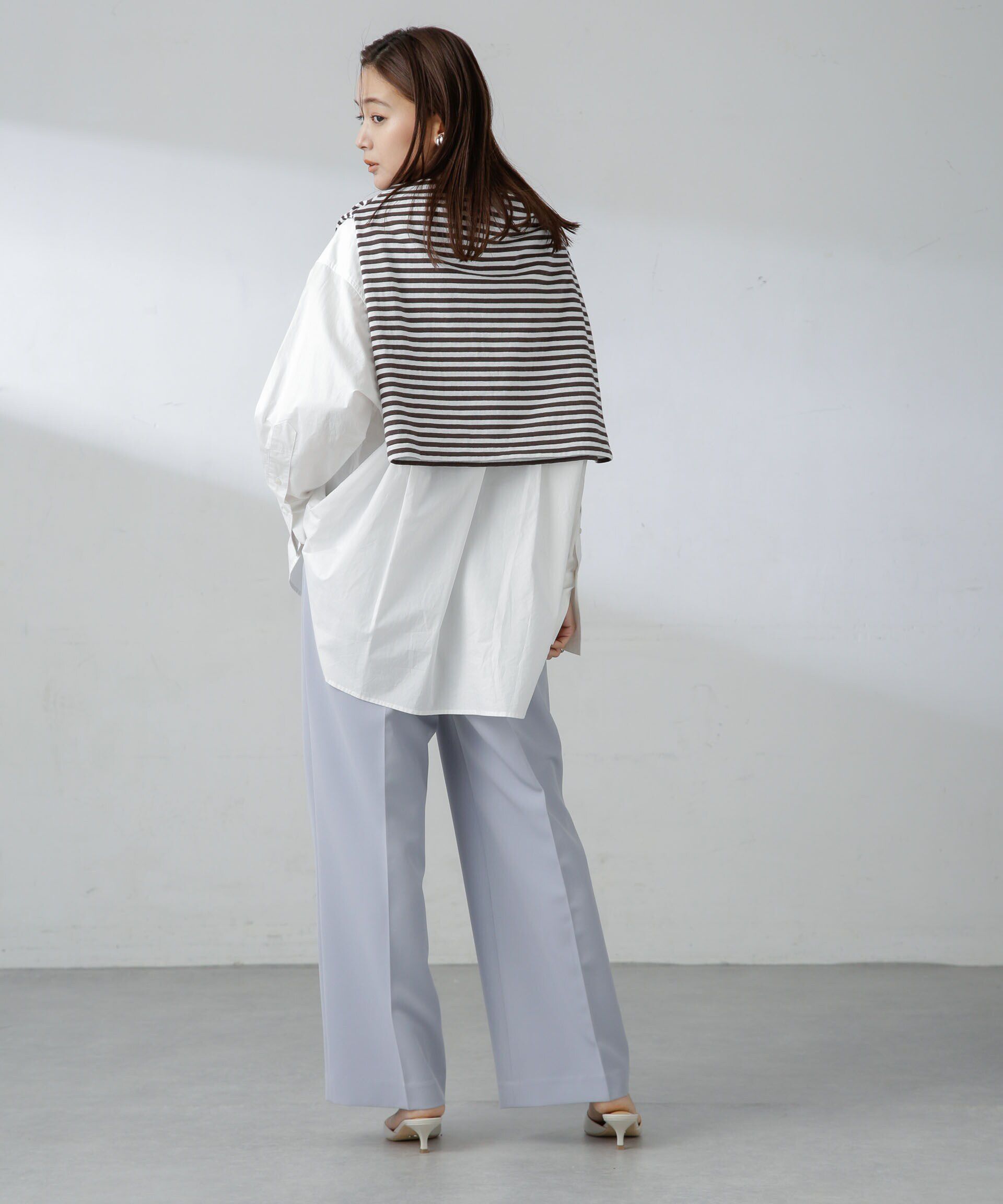 nano･universe「センタープレスストレートパンツ（セットアップ可）」|スラックス|