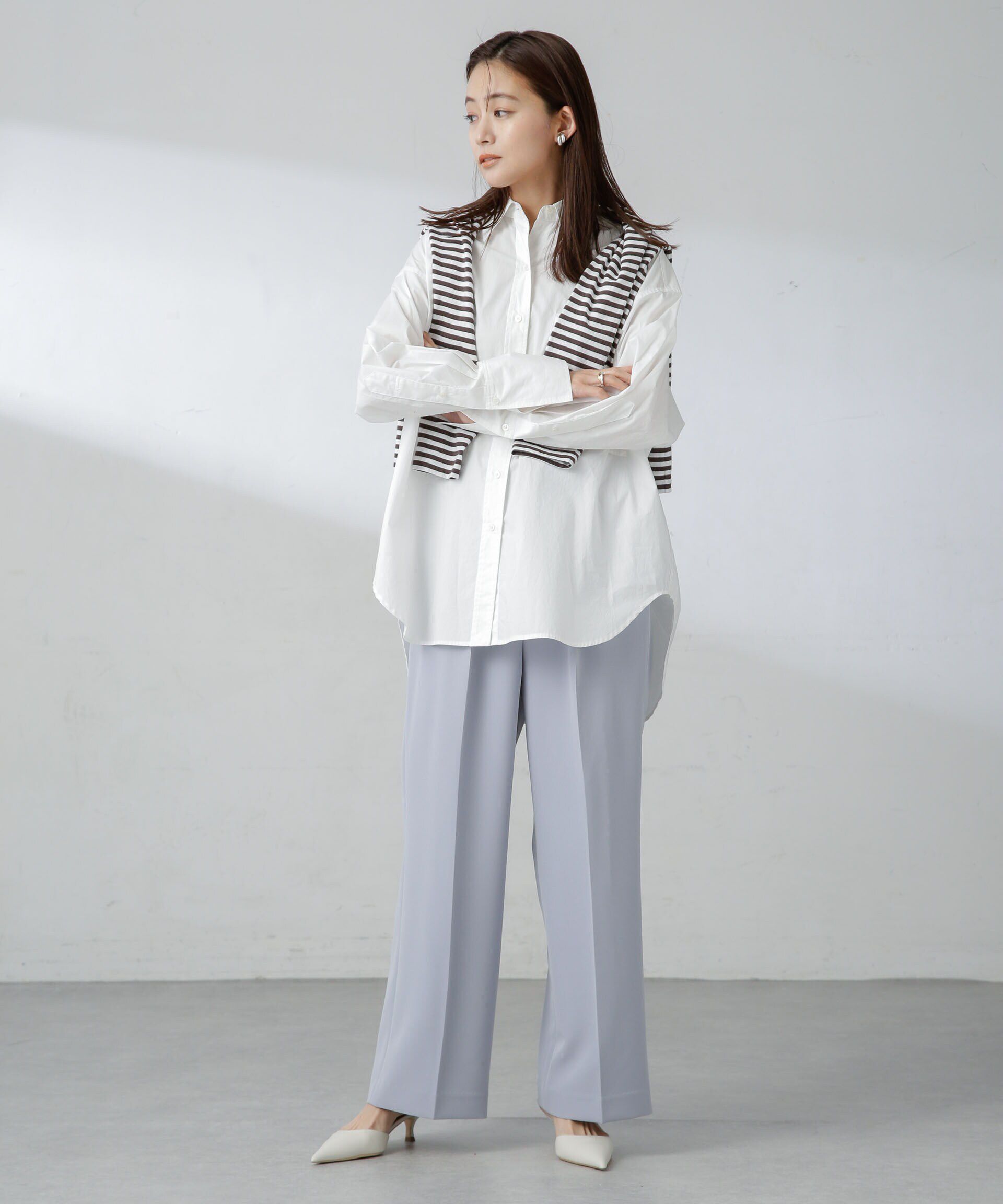 nano･universe「センタープレスストレートパンツ（セットアップ可）」|スラックス|