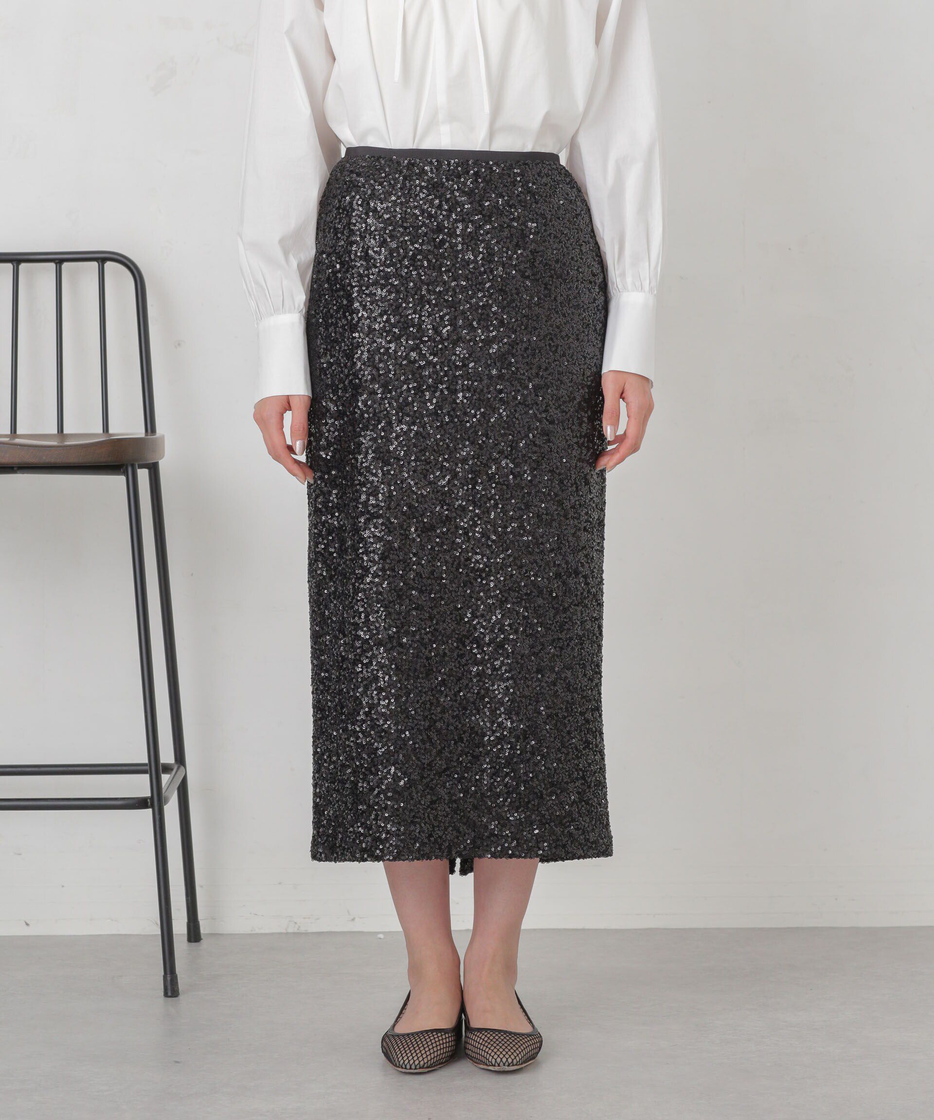 nano･universe「スパンコールIラインスカート」|スカート|