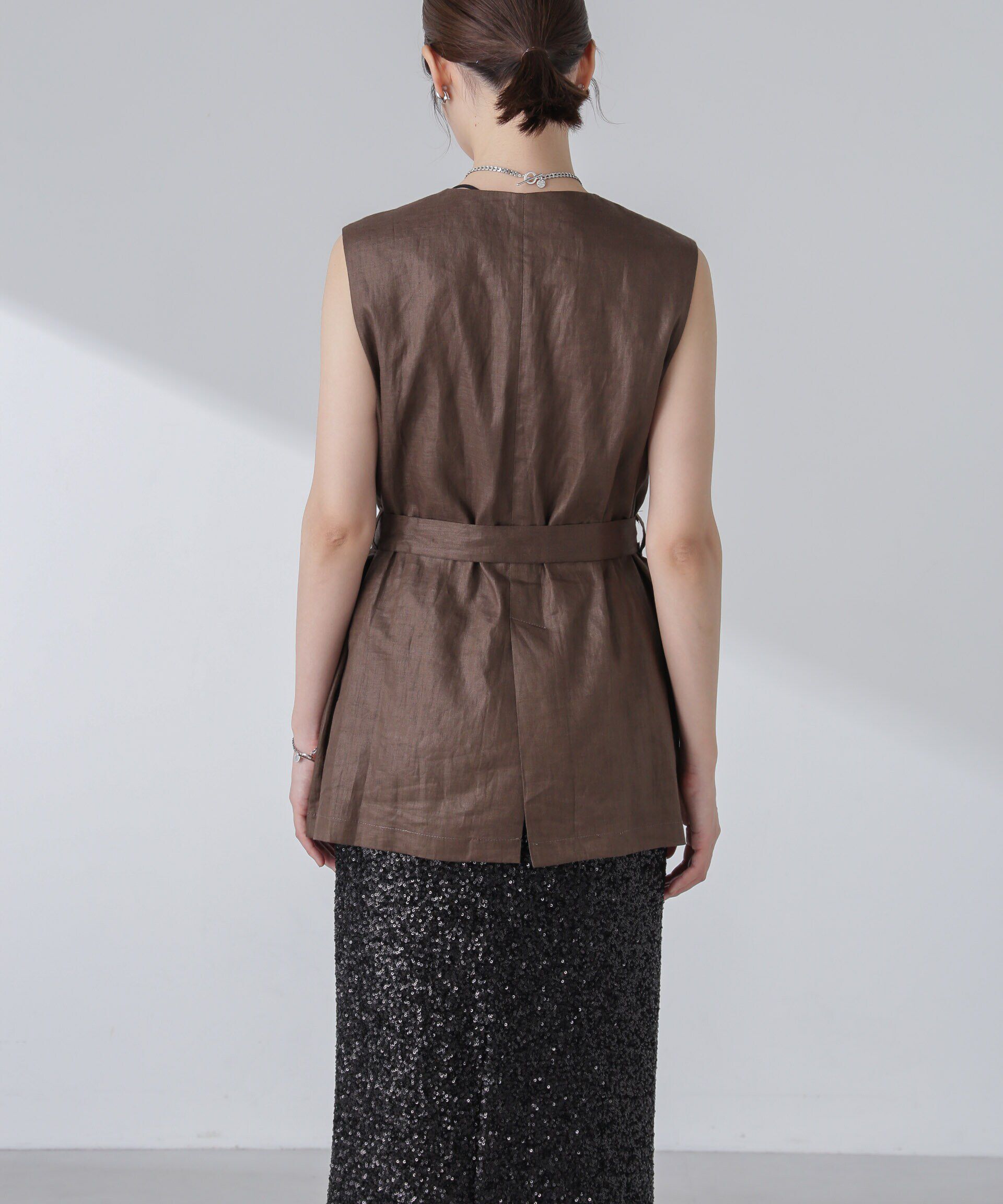 nano･universe「ベルト付リネンジレ(セットアップ可)」|ベスト・ジレ|