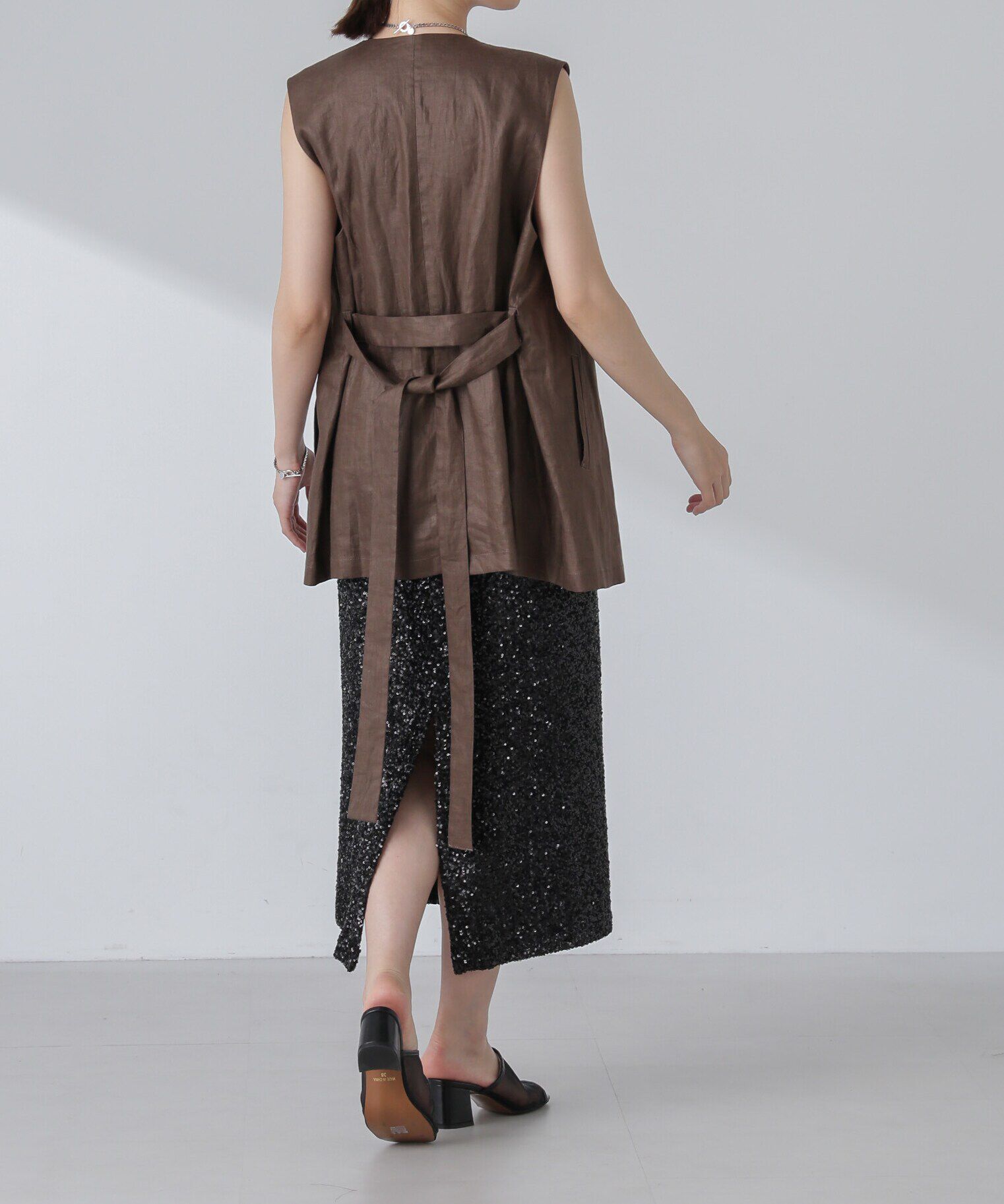 nano･universe「ベルト付リネンジレ(セットアップ可)」|ベスト・ジレ|