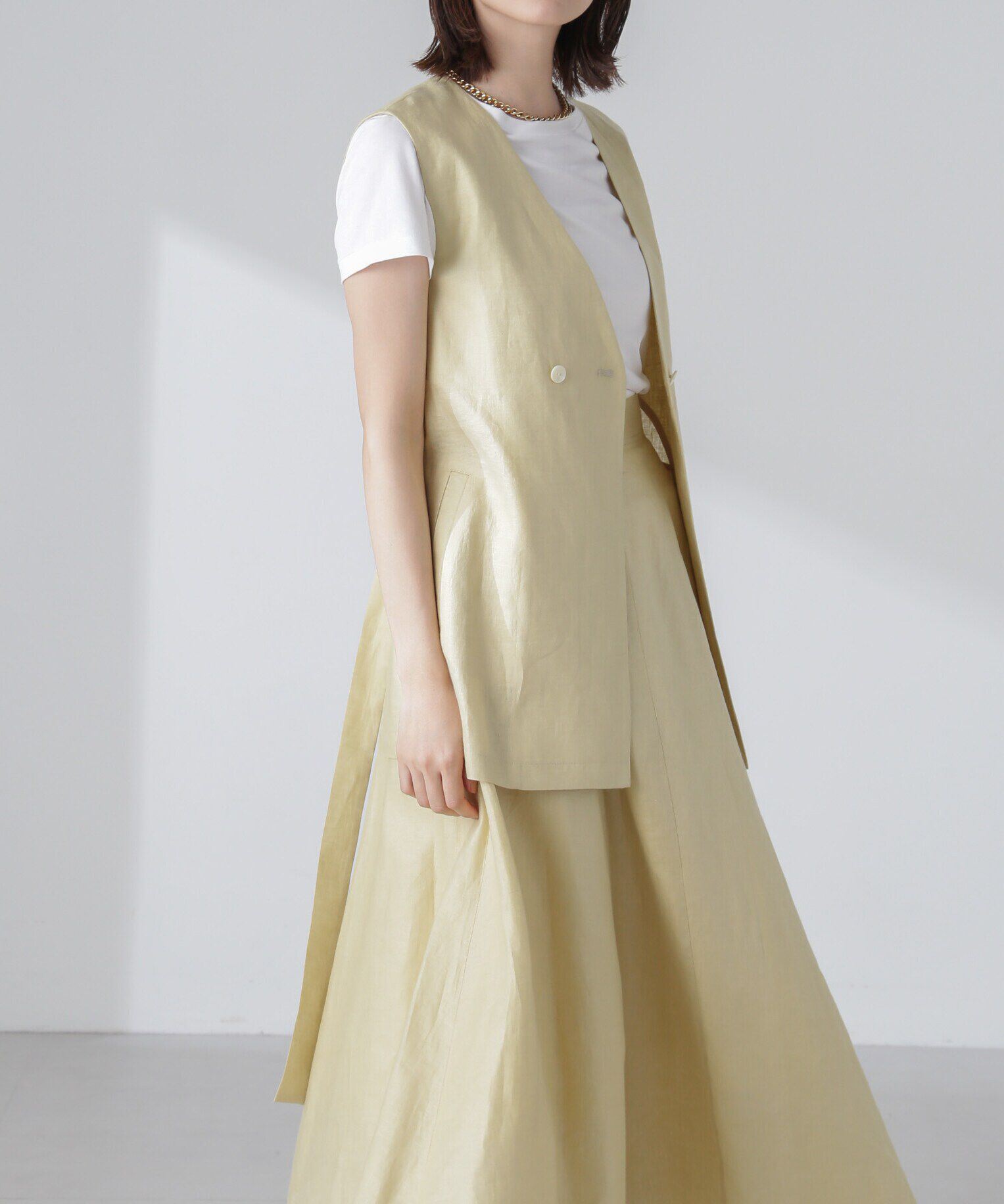 nano･universe「ベルト付リネンジレ(セットアップ可)」|ベスト・ジレ|