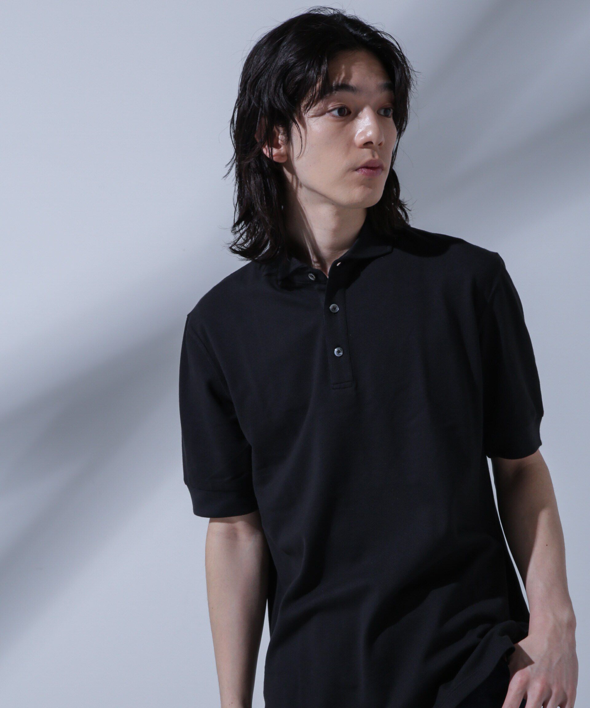 nano･universe「WEB限定/Anti Soaked(R)  汗染み防止ポロシャツ/カッタウェイ」|Tシャツ・カットソー|ブラック