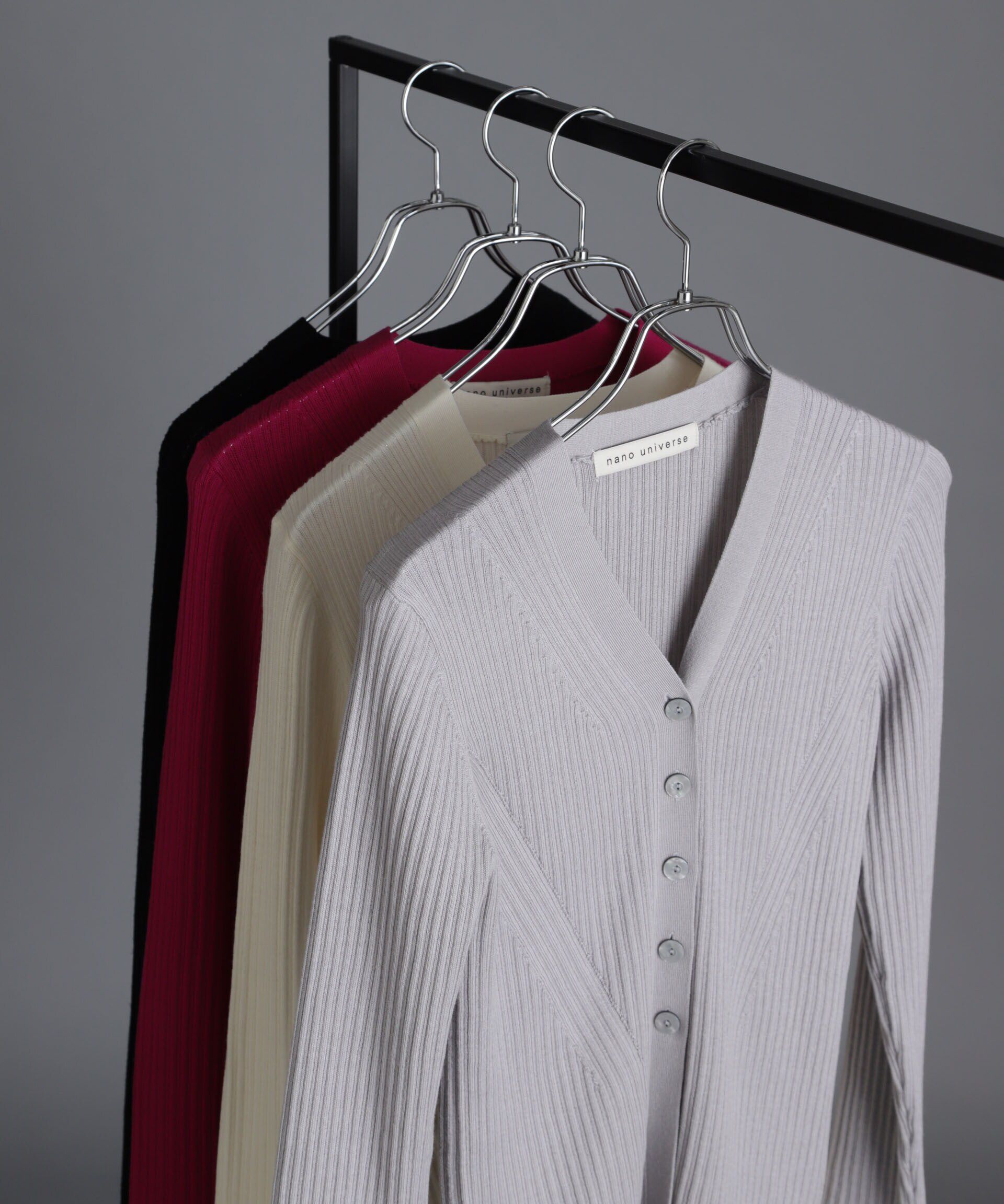 nano･universe「毛玉レスニットVネックリブカーディガン」|ニット・セーター|L.グレー1