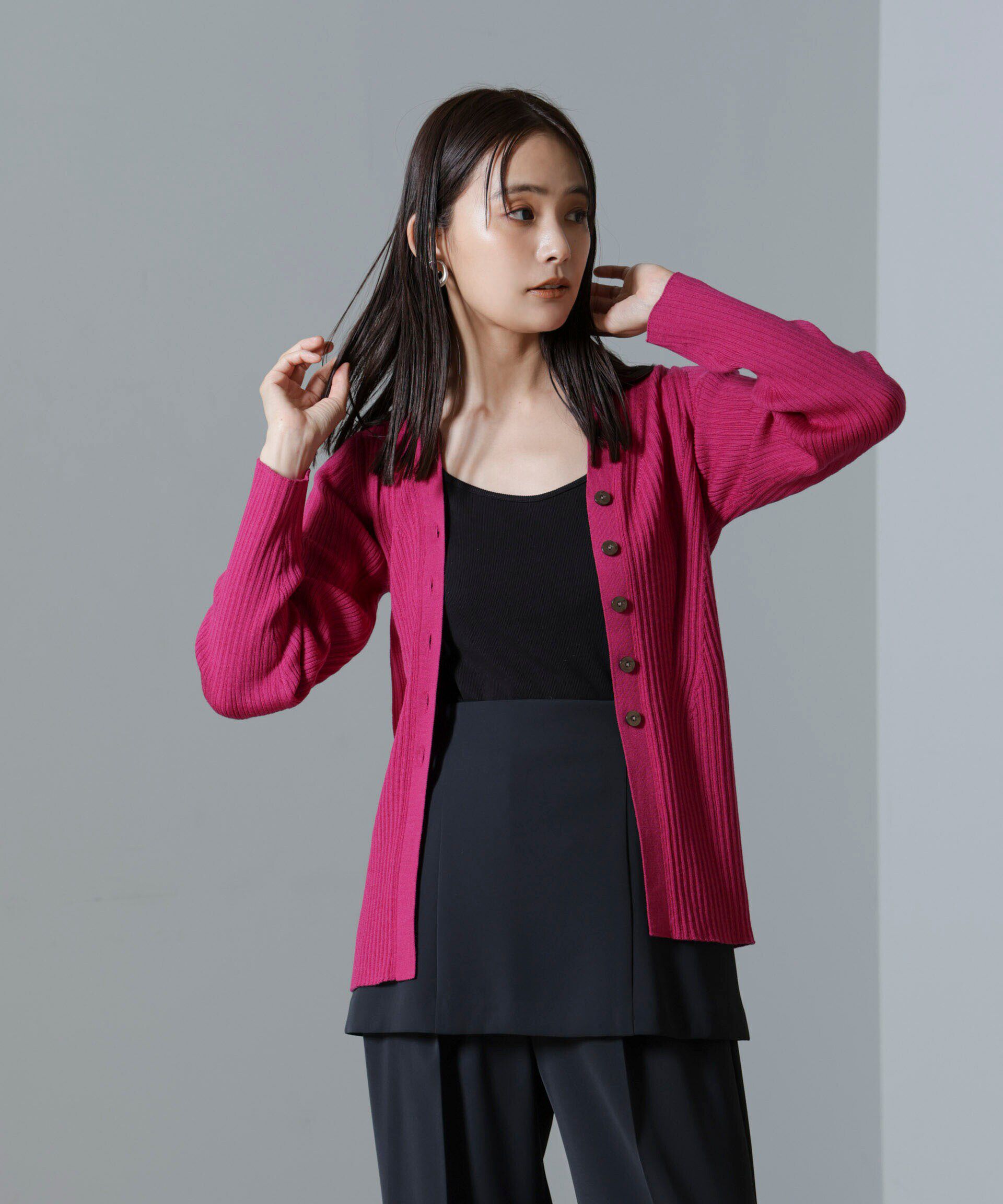 nano･universe「毛玉レスニットVネックリブカーディガン」|ニット・セーター|