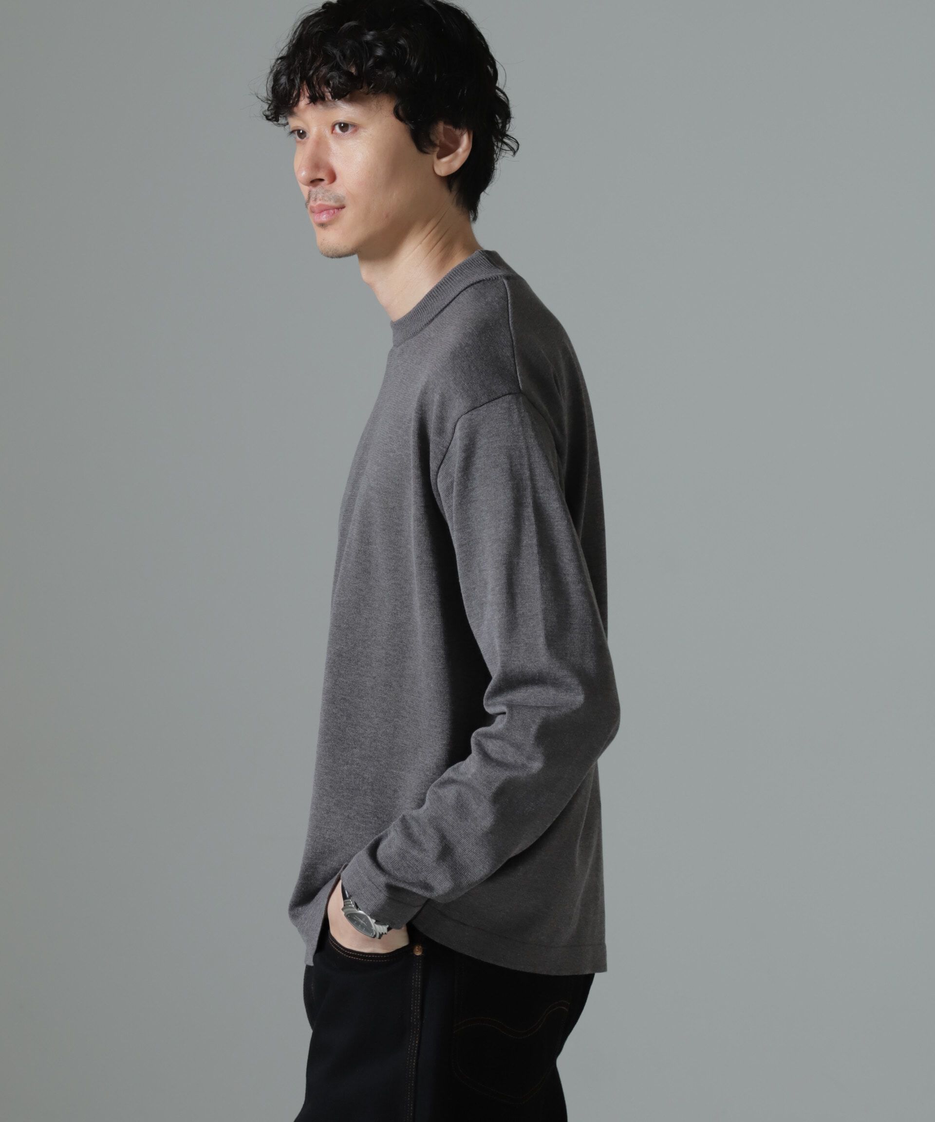 nano･universe「「タフニット」ジャケT 長袖」|ニット・セーター|グレー