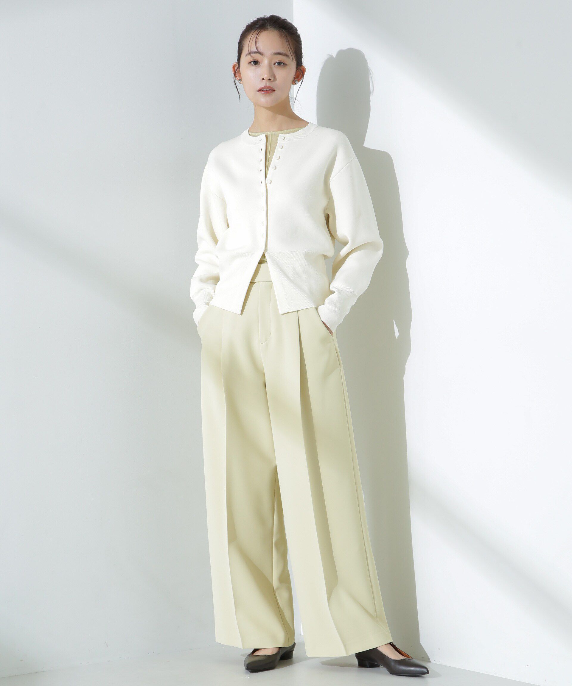 nano･universe「ダブルジャガードクルーネックニットカーディガン」|ニット・セーター|