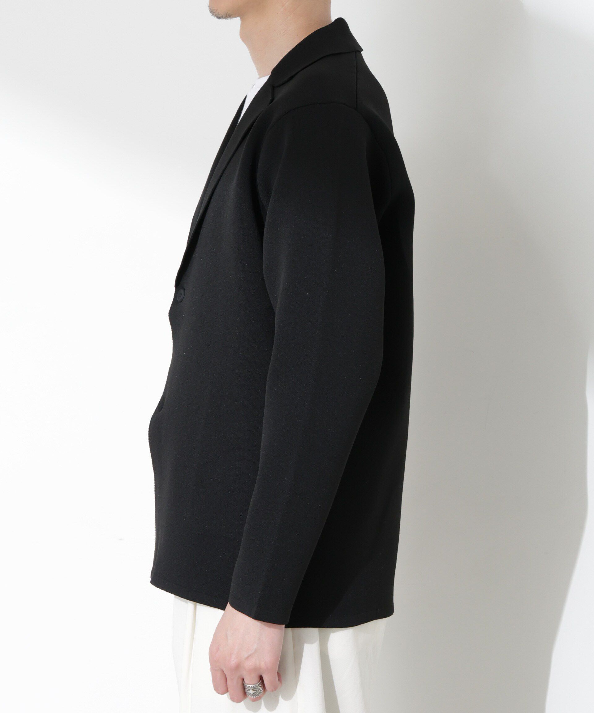 nano･universe「スポンディッシュ ミラノリブ テーラードジャケット」|ニット・セーター|