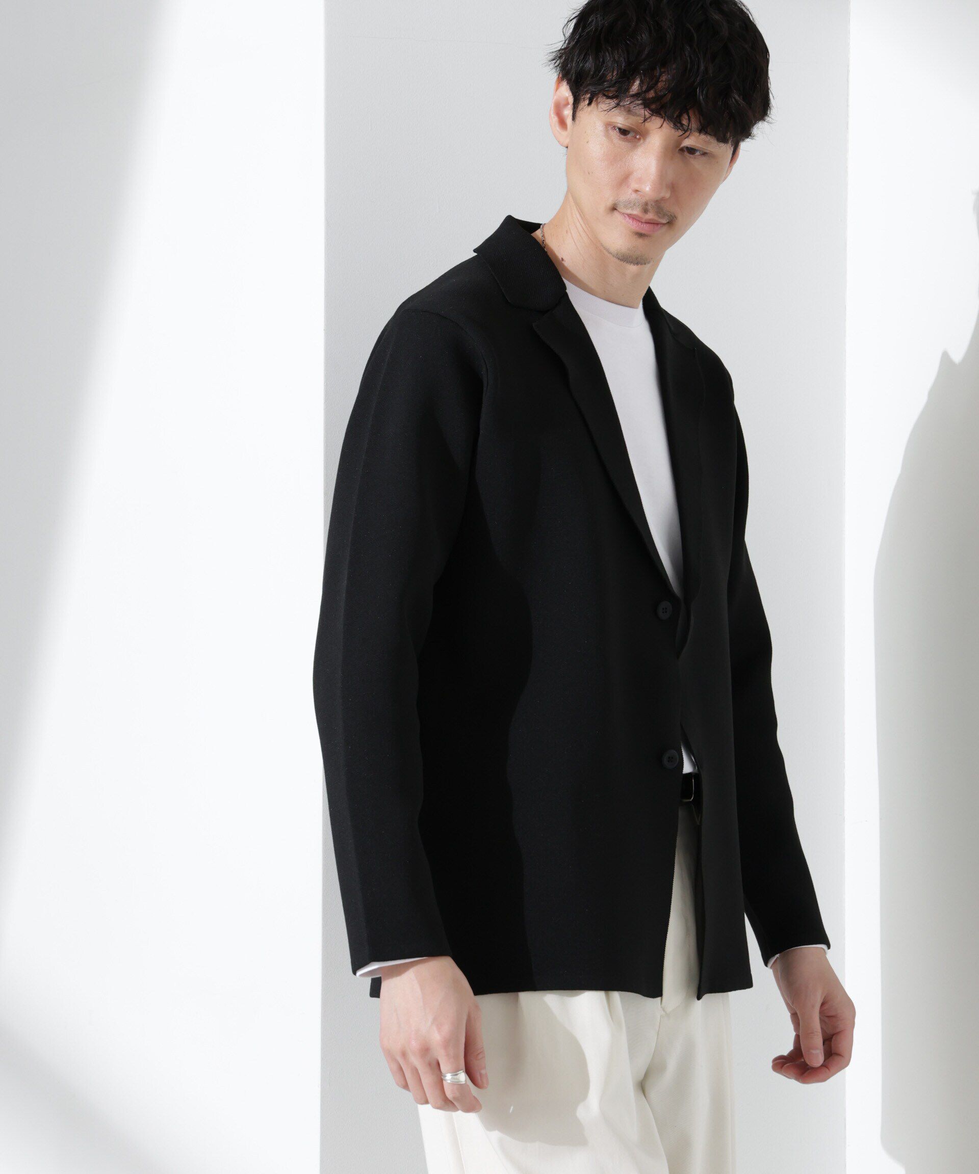 nano･universe「スポンディッシュ ミラノリブ テーラードジャケット」|ニット・セーター|