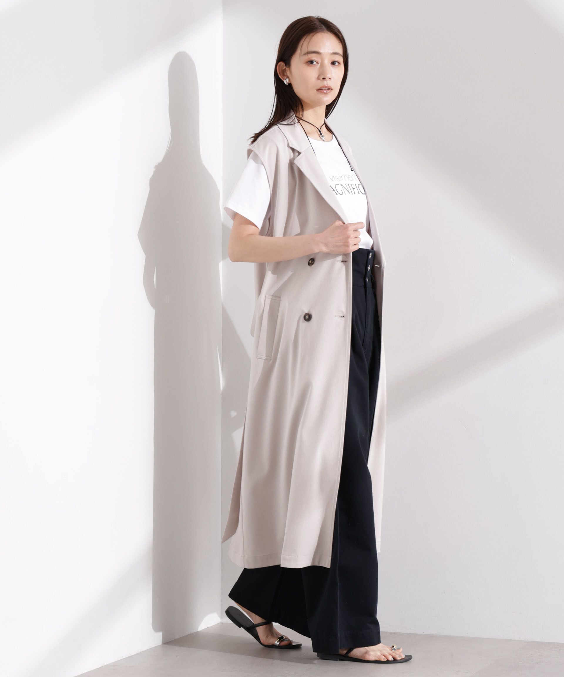 nano･universe「ダブルボタンロングジレ」|テーラードジャケット|