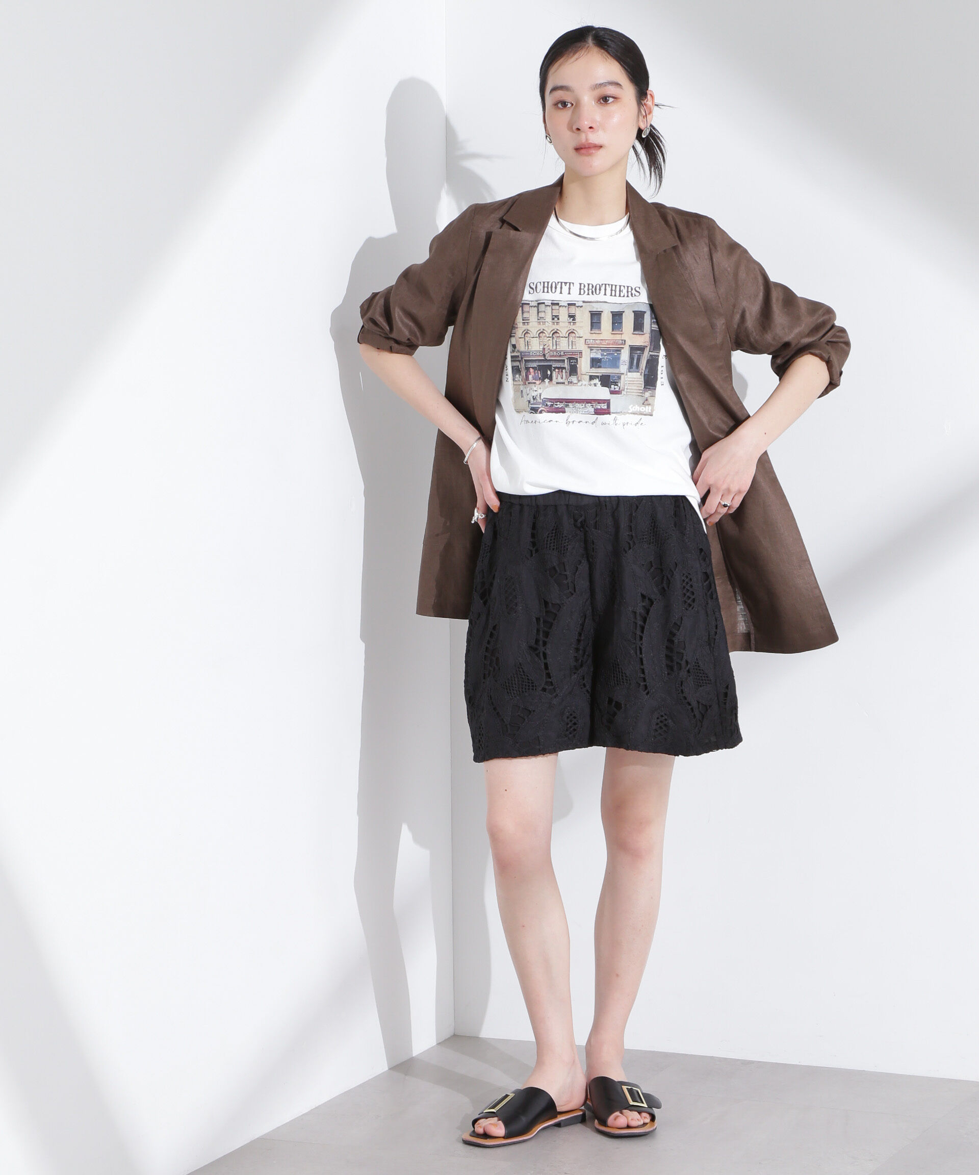 nano･universe「イージーレースショートパンツ」|チノ|